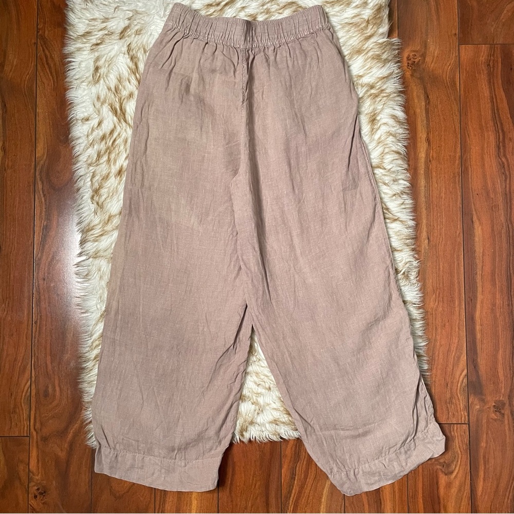 Tahari essentials 100% linen crop pant
